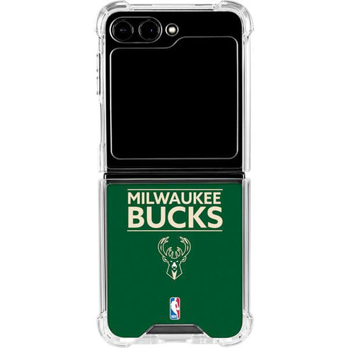 NBA Milwaukee Bucks Standard - Green Galaxy Z Flip6 Clear Case
