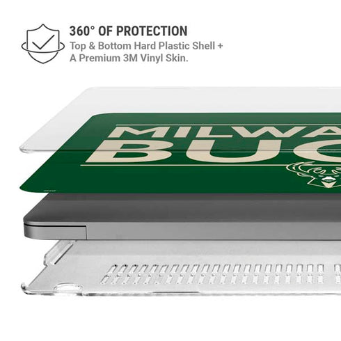 NBA Milwaukee Bucks Standard - Green MacBook Pro 14in (2021-24) Case plus Skin