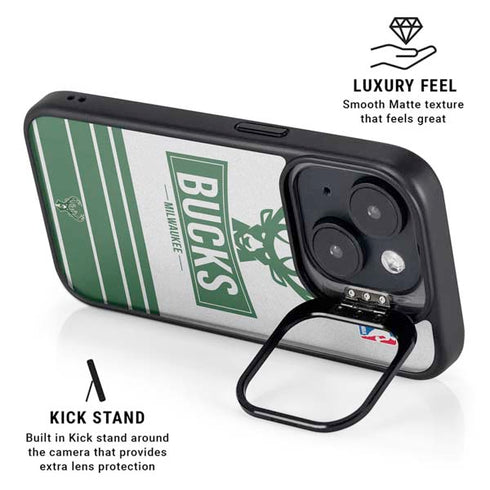 NBA Milwaukee Bucks Static iPhone 15 Plus Kickstand Case