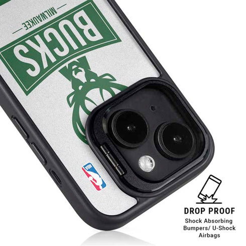 NBA Milwaukee Bucks Static iPhone 15 Plus Kickstand Case