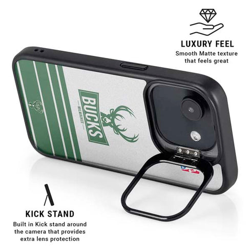 NBA Milwaukee Bucks Static iPhone 16e Kickstand Case