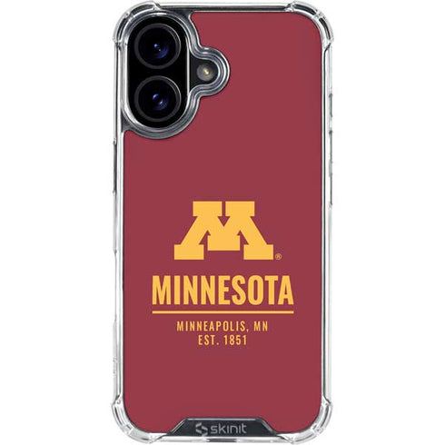 University of Minnesota Minneapolis MN Est 1851 iPhone 16 Plus Clear Case