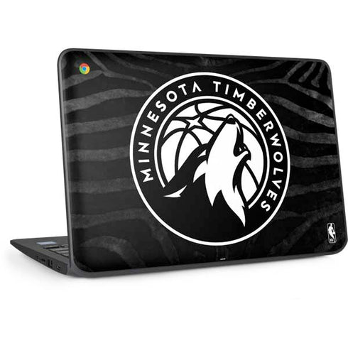 NBA Minnesota Timberwolves Black Animal Print HP Chromebook Skin