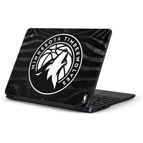 NBA Minnesota Timberwolves Black Animal Print Samsung Chromebook Skin