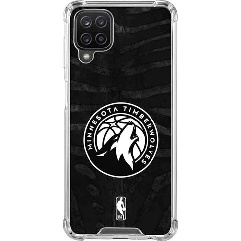 NBA Minnesota Timberwolves Black Animal Print Galaxy A12 Clear Case