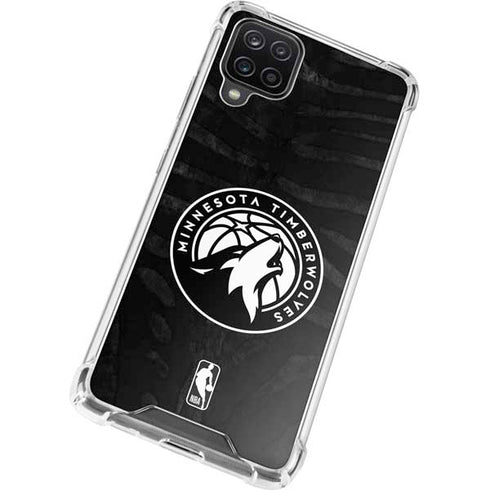 NBA Minnesota Timberwolves Black Animal Print Galaxy A12 Clear Case
