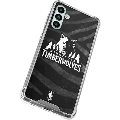 NBA Minnesota Timberwolves Black Animal Print Galaxy A13 5G Clear Case
