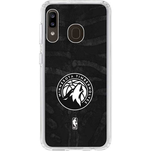 NBA Minnesota Timberwolves Black Animal Print Galaxy A20 Clear Case