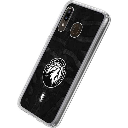 NBA Minnesota Timberwolves Black Animal Print Galaxy A20 Clear Case