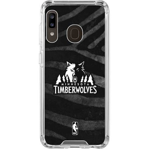 NBA Minnesota Timberwolves Black Animal Print Galaxy A30 Clear Case