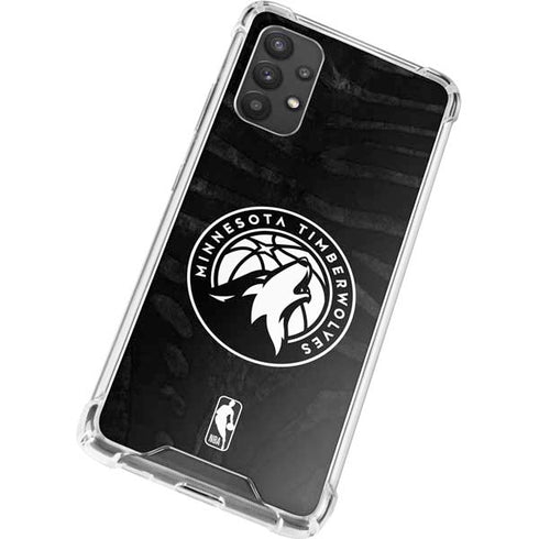 NBA Minnesota Timberwolves Black Animal Print Galaxy A32 5G Clear Case