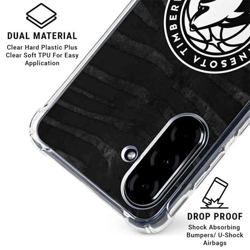 NBA Minnesota Timberwolves Black Animal Print Galaxy A36 5G Clear Case