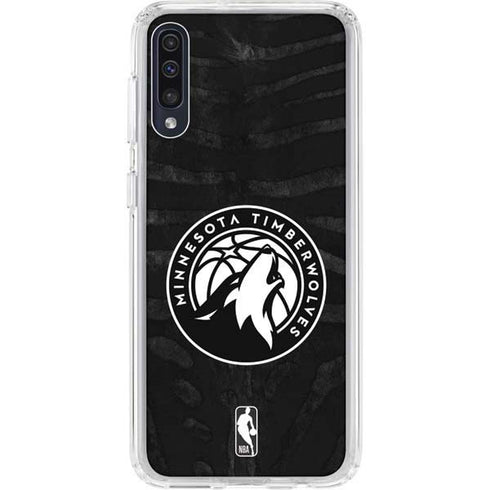 NBA Minnesota Timberwolves Black Animal Print Galaxy A50 Clear Case