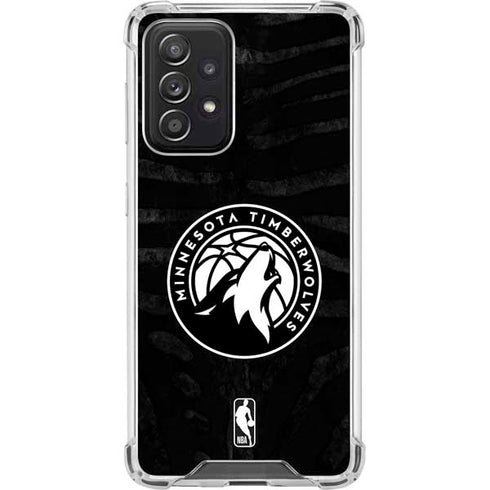 NBA Minnesota Timberwolves Black Animal Print Galaxy A52 5G Clear Case