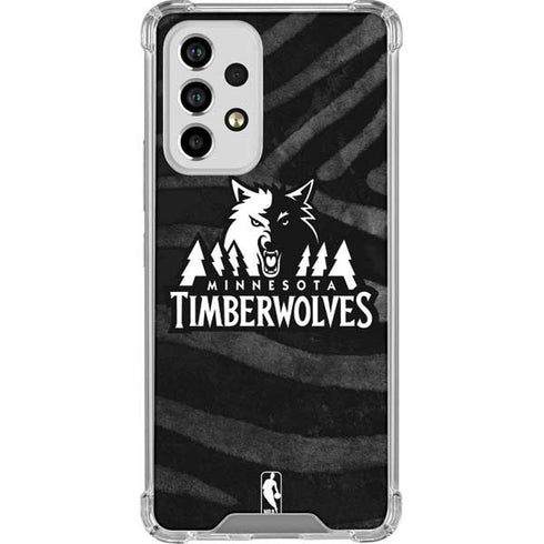 NBA Minnesota Timberwolves Black Animal Print Galaxy A53 5G Clear Case