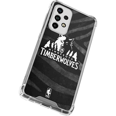 NBA Minnesota Timberwolves Black Animal Print Galaxy A53 5G Clear Case
