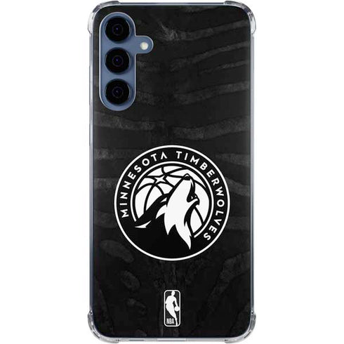 NBA Minnesota Timberwolves Black Animal Print Galaxy A55 5G Clear Case