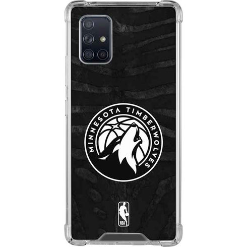 NBA Minnesota Timberwolves Black Animal Print Galaxy A71 5G Clear Case