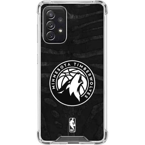 NBA Minnesota Timberwolves Black Animal Print Galaxy A72 5G Clear Case