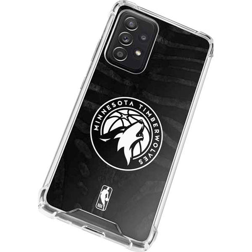 NBA Minnesota Timberwolves Black Animal Print Galaxy A72 5G Clear Case