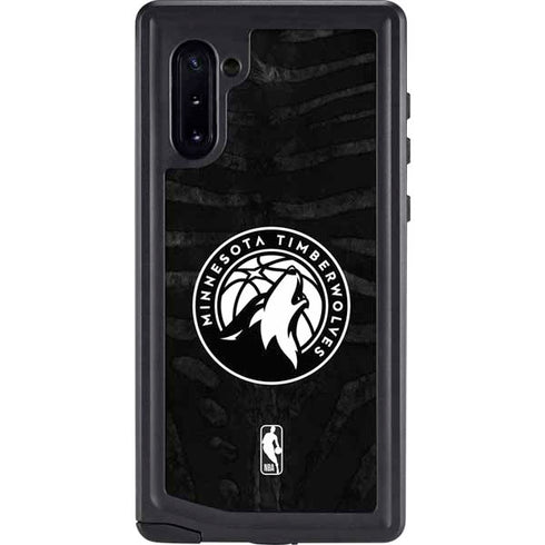 NBA Minnesota Timberwolves Black Animal Print Galaxy Note 10 Waterproof Case
