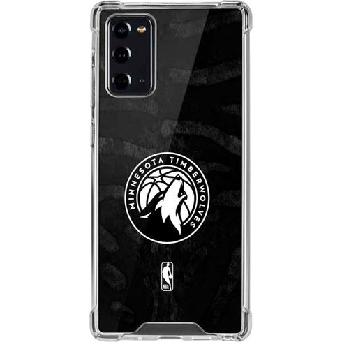 NBA Minnesota Timberwolves Black Animal Print Galaxy Note20 5G Clear Case
