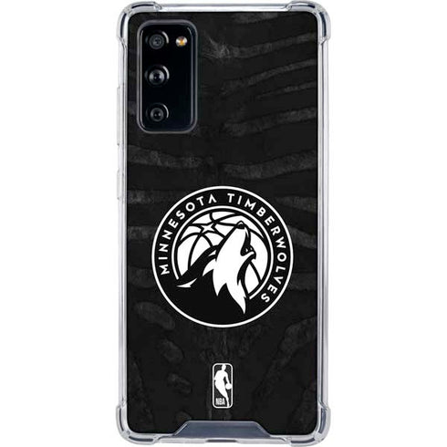 NBA Minnesota Timberwolves Black Animal Print Galaxy S20 FE Clear Case