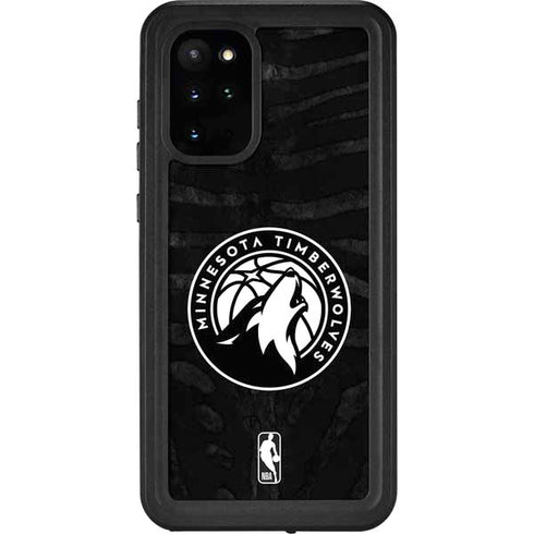 NBA Minnesota Timberwolves Black Animal Print Galaxy S20 Plus Waterproof Case