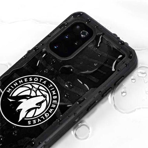 NBA Minnesota Timberwolves Black Animal Print Galaxy S20 Plus Waterproof Case