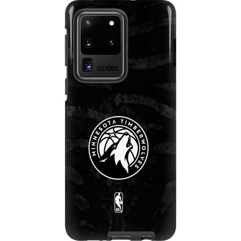 NBA Minnesota Timberwolves Black Animal Print Galaxy S20 Ultra 5G Pro Case