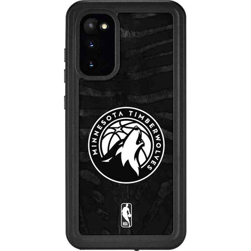 NBA Minnesota Timberwolves Black Animal Print Galaxy S20 Waterproof Case
