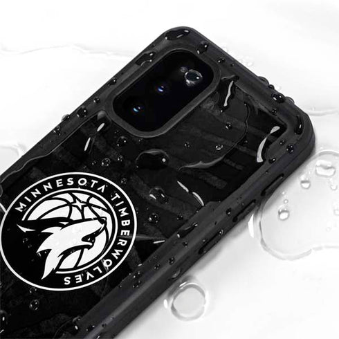 NBA Minnesota Timberwolves Black Animal Print Galaxy S20 Waterproof Case