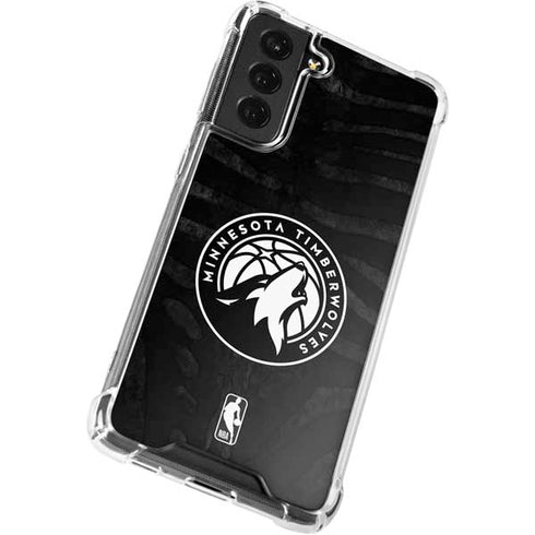 NBA Minnesota Timberwolves Black Animal Print Galaxy S21 FE Clear Case