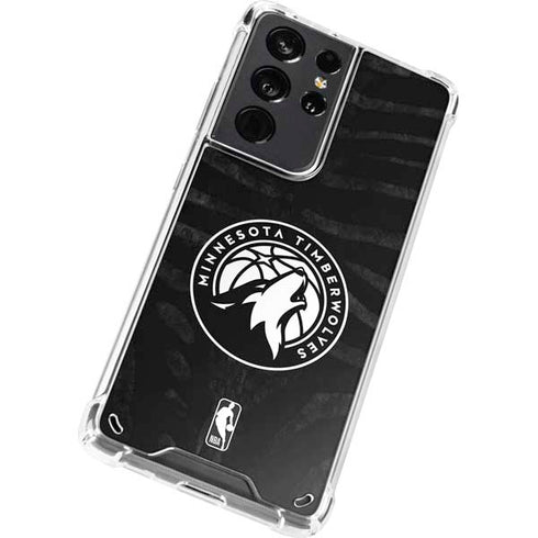 NBA Minnesota Timberwolves Black Animal Print Galaxy S21 Ultra 5G Clear Case