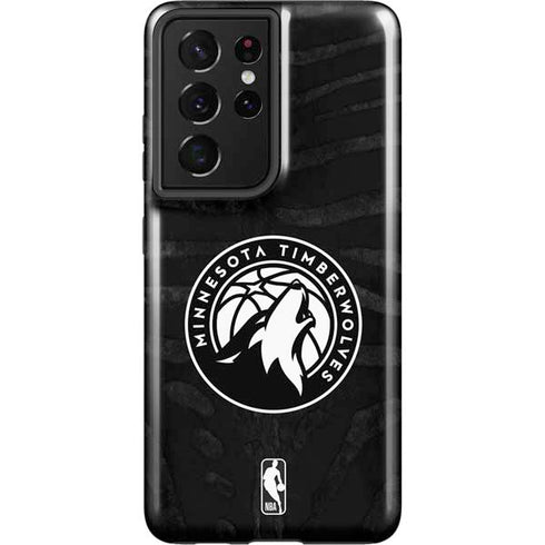 NBA Minnesota Timberwolves Black Animal Print Galaxy S21 Ultra 5G Pro Case