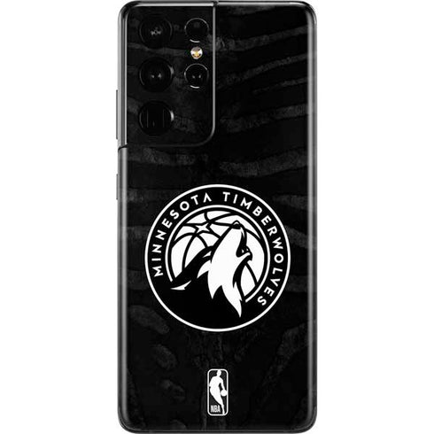 NBA Minnesota Timberwolves Black Animal Print Galaxy S21 Ultra 5G Skin