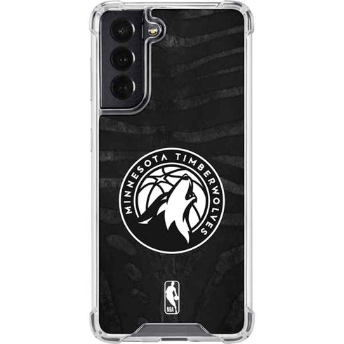 NBA Minnesota Timberwolves Black Animal Print Galaxy S22 Clear Case