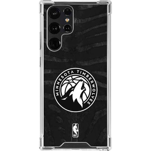 NBA Minnesota Timberwolves Black Animal Print Galaxy S22 Ultra Clear Case