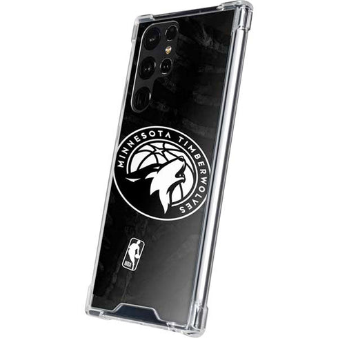NBA Minnesota Timberwolves Black Animal Print Galaxy S22 Ultra Clear Case
