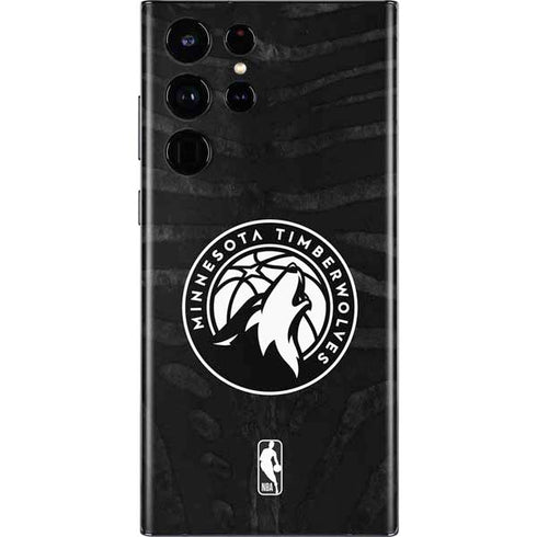 NBA Minnesota Timberwolves Black Animal Print Galaxy S22 Ultra Skin
