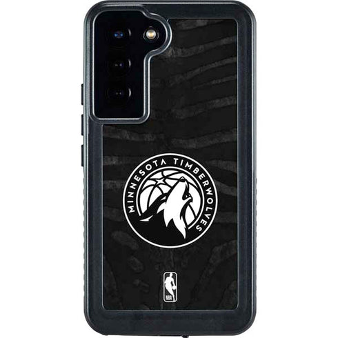NBA Minnesota Timberwolves Black Animal Print Galaxy S23 Plus Waterproof Case