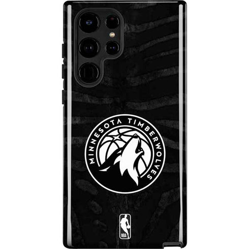 NBA Minnesota Timberwolves Black Animal Print Galaxy S23 Ultra Pro Case