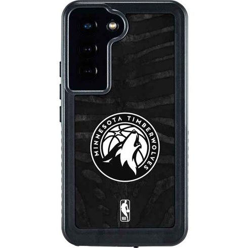 NBA Minnesota Timberwolves Black Animal Print Galaxy S23 Waterproof Case