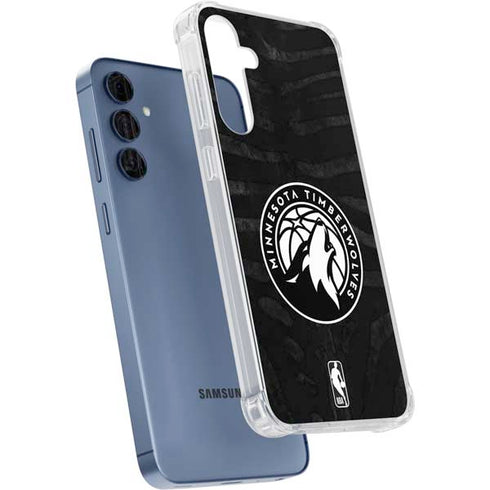 NBA Minnesota Timberwolves Black Animal Print Galaxy S24 Clear Case