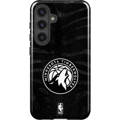 NBA Minnesota Timberwolves Black Animal Print Galaxy S25 Impact Case