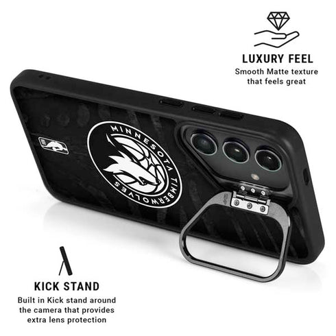 NBA Minnesota Timberwolves Black Animal Print Galaxy S25 Plus Kickstand Case