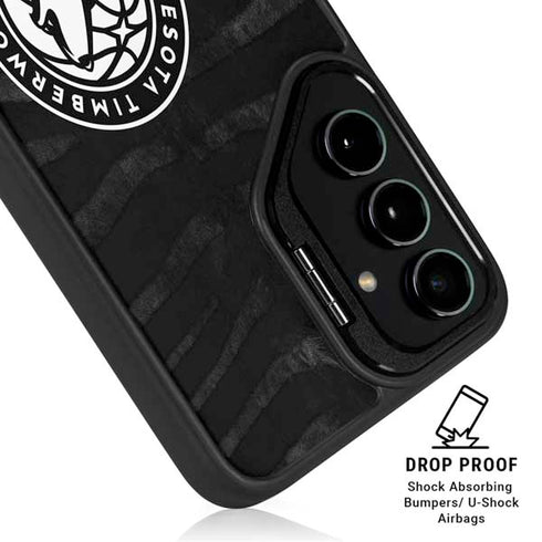 NBA Minnesota Timberwolves Black Animal Print Galaxy S24 Plus Kickstand Case
