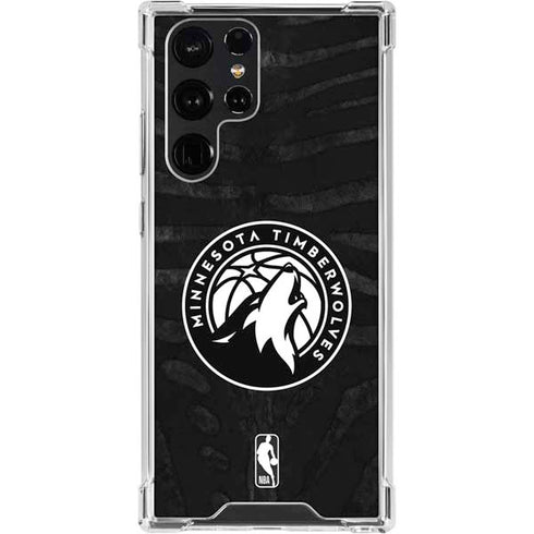 NBA Minnesota Timberwolves Black Animal Print Galaxy S24 Ultra Clear Case