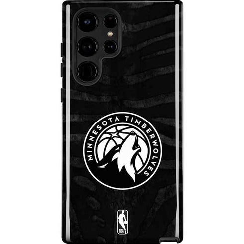 NBA Minnesota Timberwolves Black Animal Print Galaxy S25 Ultra Impact Case