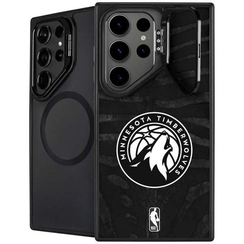 NBA Minnesota Timberwolves Black Animal Print Galaxy S25 Ultra Kickstand Case
